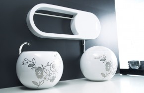 Vaso e Bidet serie Sfera con cassetta